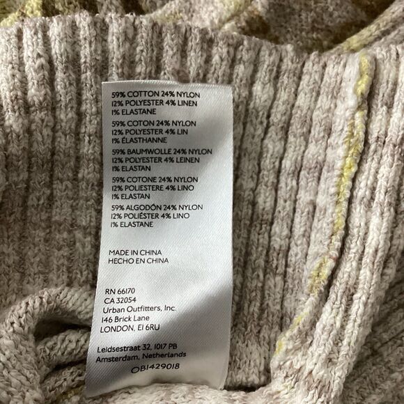 Pilcro Anthropologie Yellow Floral Print Size Small Ribbed Cuff Pullover Sweater - Picture 12 of 14